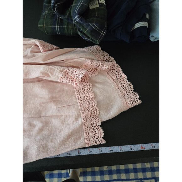 Kelly Renee Womens Pink Floral Embroidered Deep V-Neck Tunic Dress Plus Size 1X - Picture 10 of 11